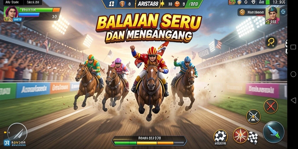 Tampilan gameplay ARISTA88 yang menegangkan dan seru saat balapan.