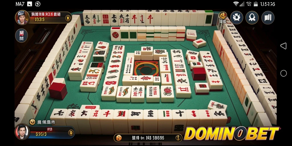 Tangkapan layar gameplay DOMINOBET yang menunjukkan keseruan permainan Mahjong.