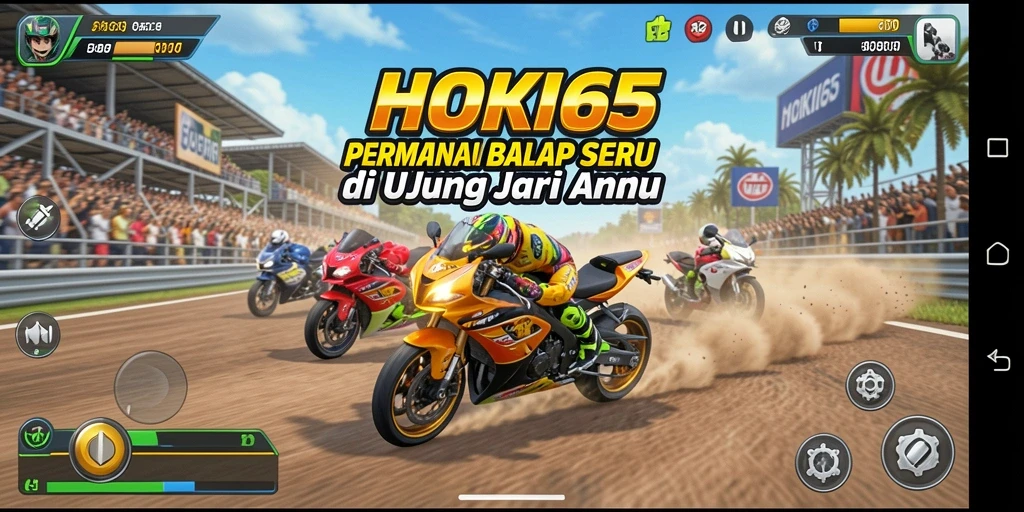 Tampilan gameplay HOKI65 yang mendebarkan saat balapan.