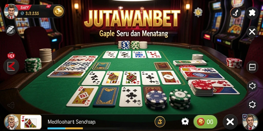 Screenshot gameplay <strong>JUTAWANBET</strong> menampilkan suasana seru permainan Gaple.