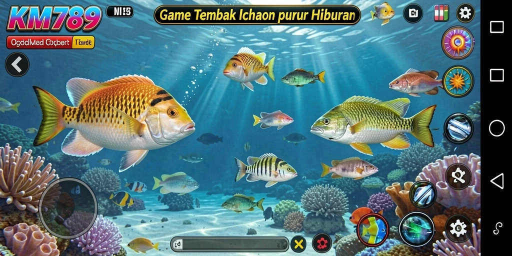 Screenshot gameplay KM789 yang menampilkan aksi tembak ikan yang seru.