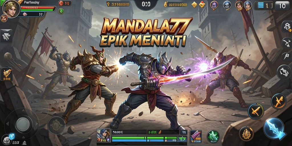 Gameplay seru MANDALA77 dengan pertarungan karakter yang mendebarkan.