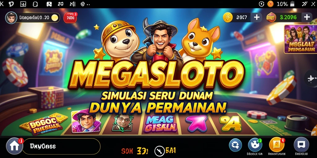 Screenshot utama MEGASLOTO menunjukkan gameplay menarik dan interaktif.