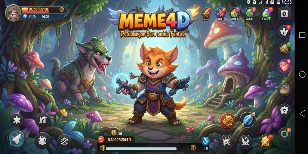 Tampilan gameplay RPG yang menawan dan penuh aksi di MEME4D.
