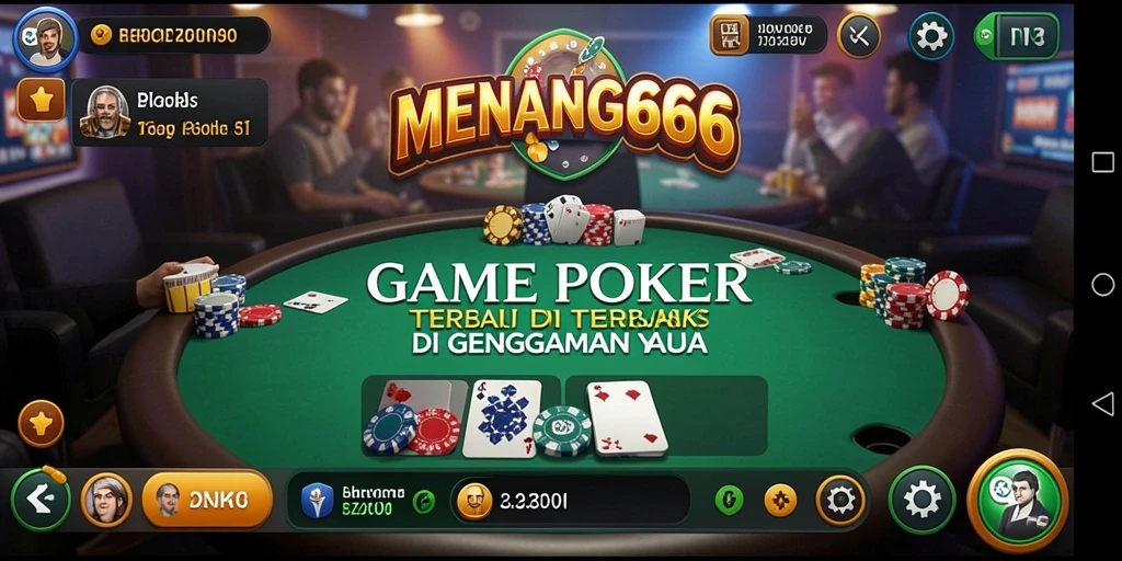 Screenshot utama MENANG666 menampilkan aksi poker seru dan interaksi pemain.