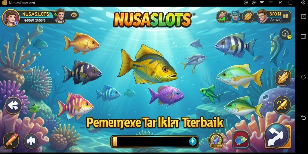 Screenshot gameplay NUSASLOTS menunjukkan aksi menembak ikan yang seru.