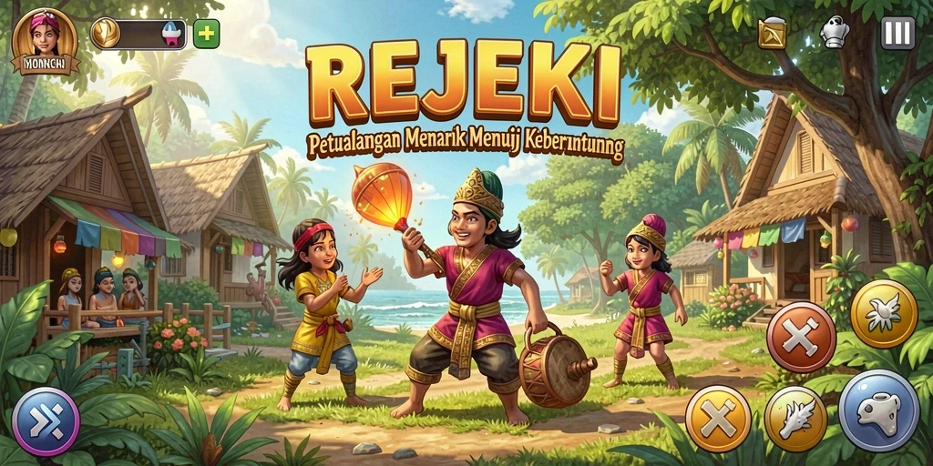 Screenshot gameplay REJEKI saat menjelajahi dunia petualangan.