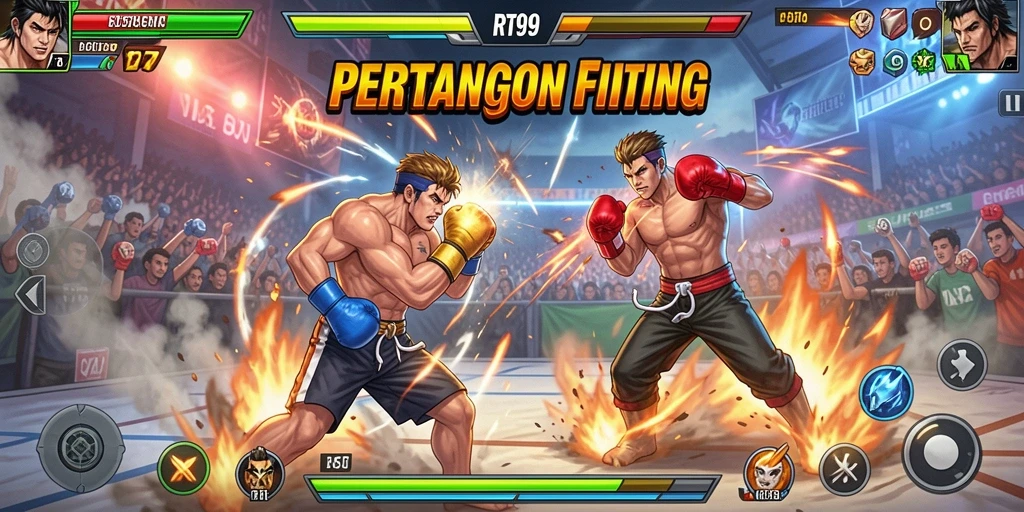 Tampilan gameplay RT99 yang mendebarkan dan penuh aksi Fighting.