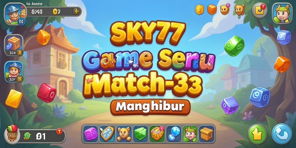 Tampilan gameplay seru di SKY77 dengan kombinasi objek match-3.