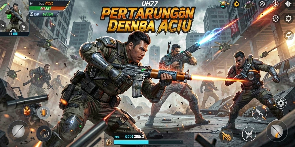 Tangkapan layar menunjukkan aksi mendebarkan dalam UH77.