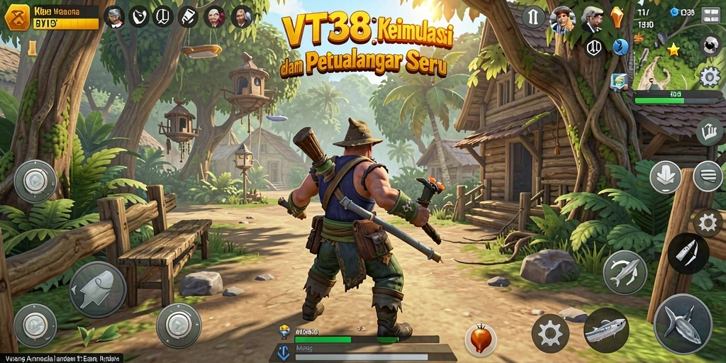 Screenshot utama VT38 menampilkan gameplay simulasi kehidupan yang menarik.
