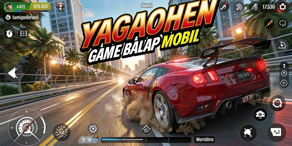 Screenshot gameplay YAGAOHEN menampilkan aksi balap yang mendebarkan.