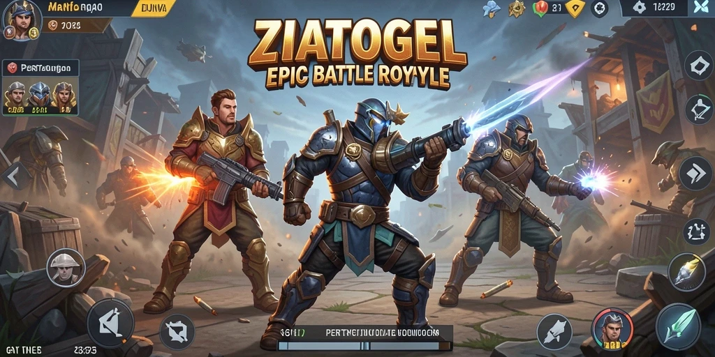 Screenshot ZIATOGEL menampilkan aksi mendebarkan dalam Battle Royale.